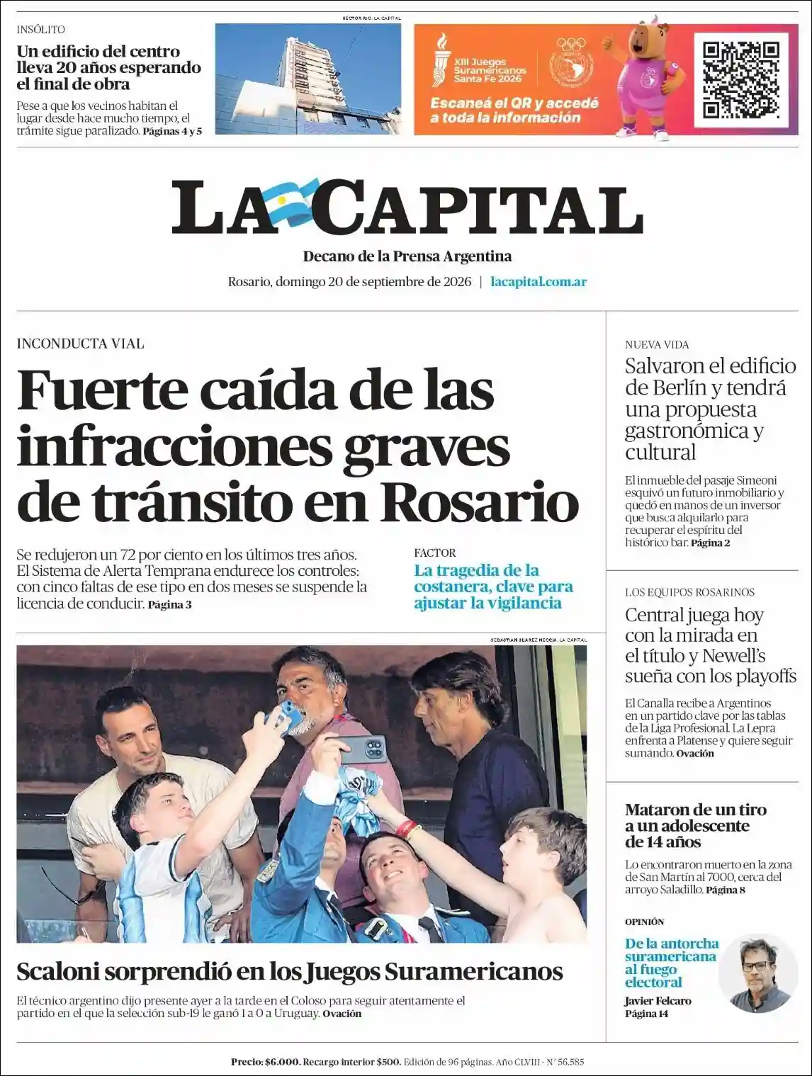 Estudios Max | REVISTA - LA REALIDAD - Tapa del diario La Capital Rosario