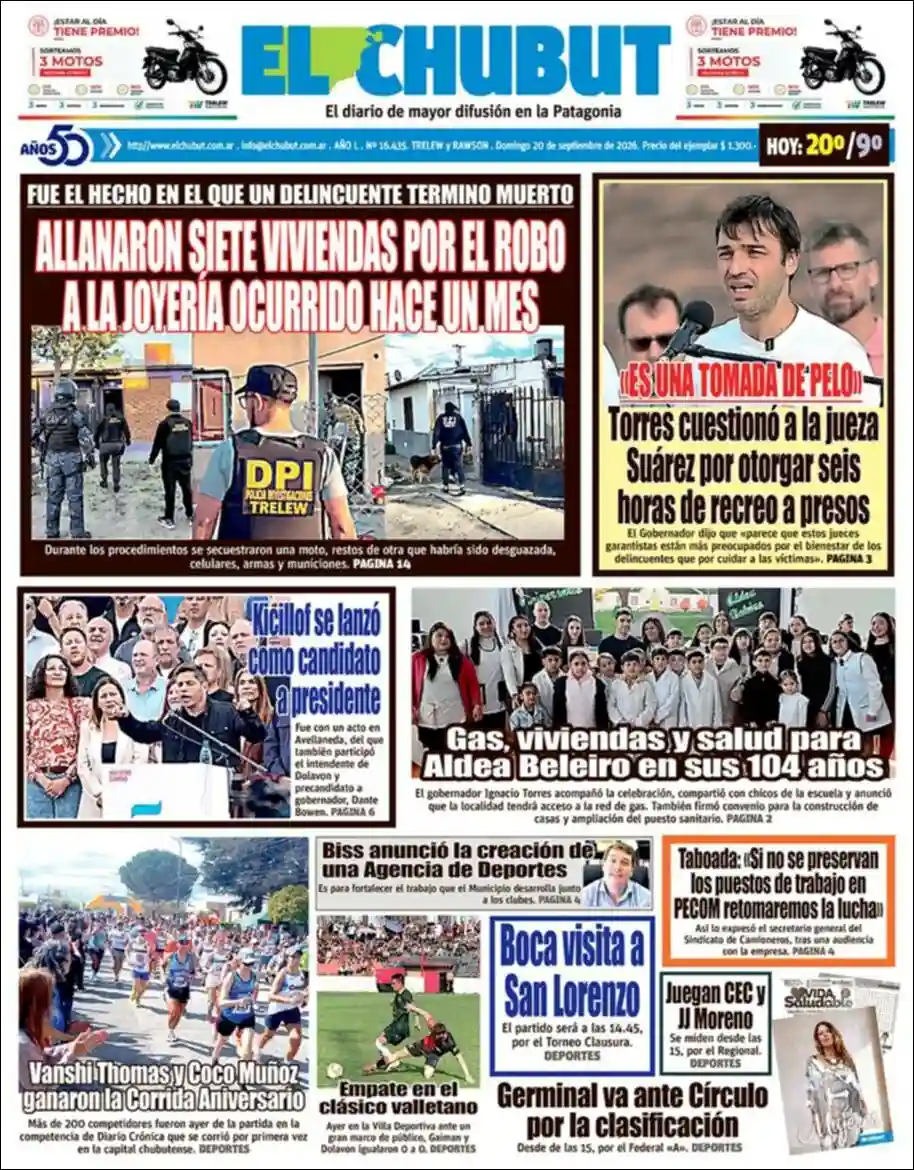 Estudios Max | REVISTA - LA REALIDAD - Tapa del diario El Chubut