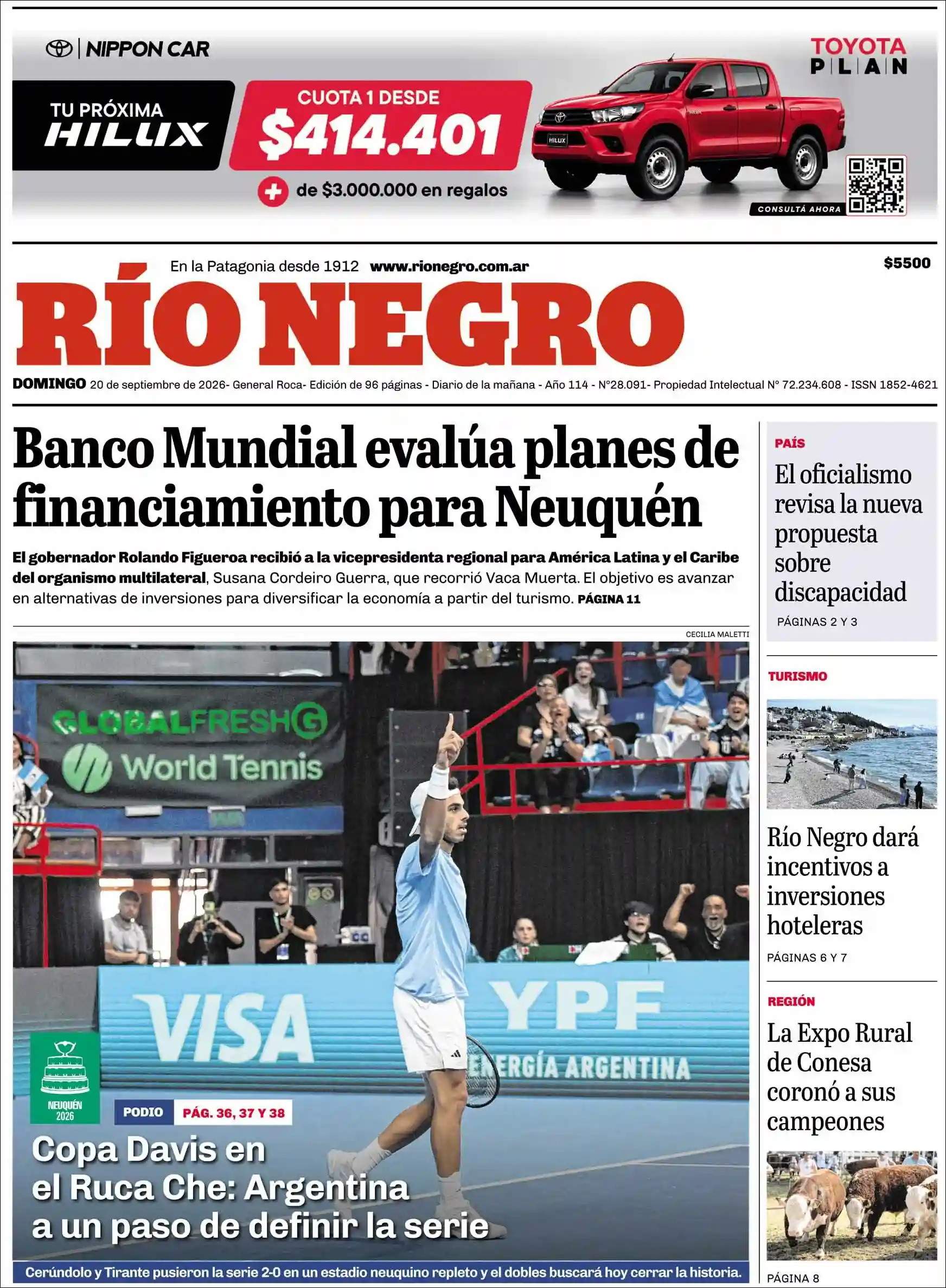 Estudios Max | REVISTA - LA REALIDAD - Tapa del diario Rio Negro