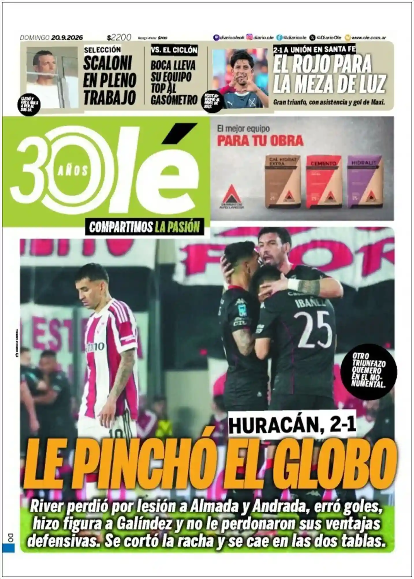 Estudios Max | REVISTA - LA REALIDAD - Tapa del diario Ole